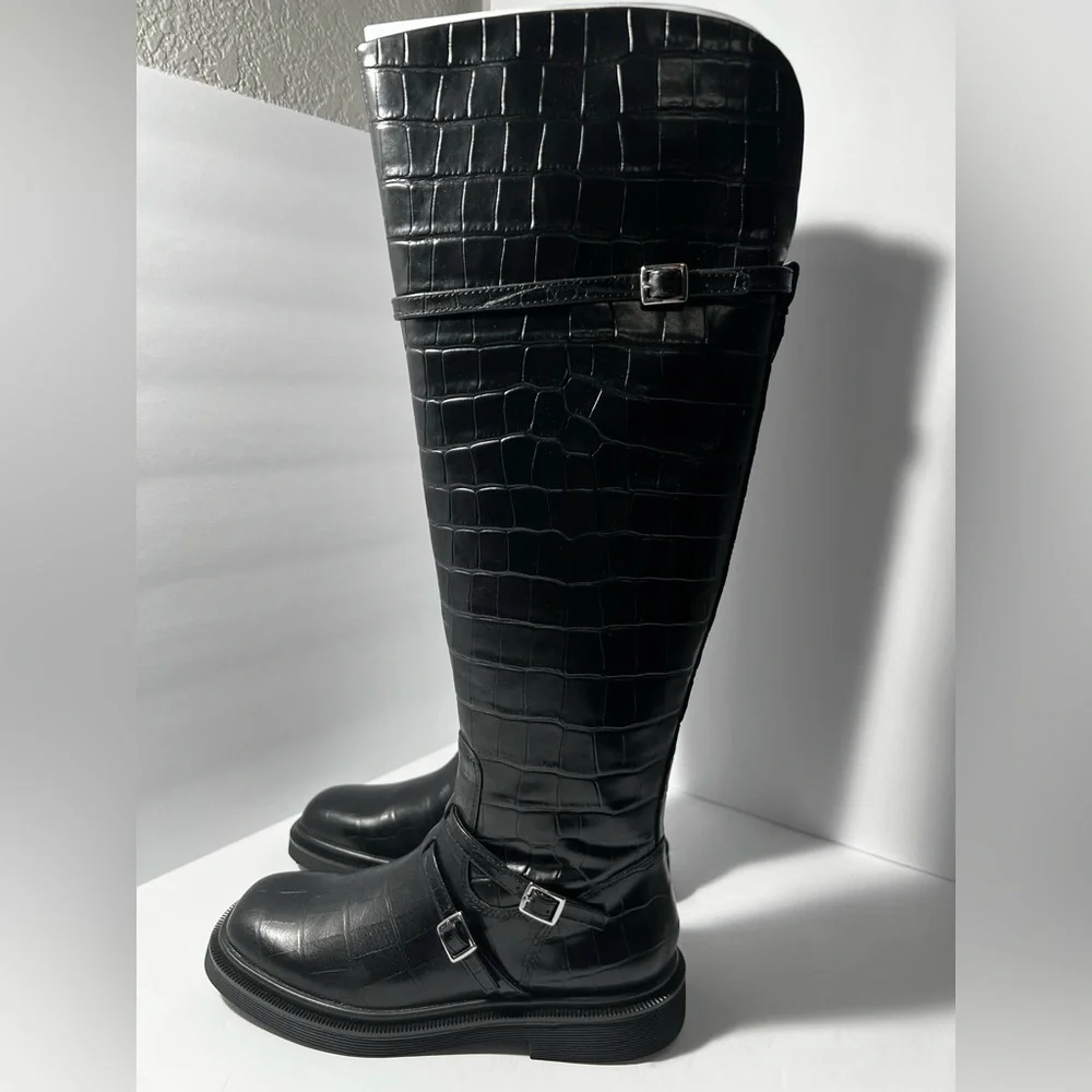 SARTO by Franco Sarto Ainsley Knee High Boots Black Croc Embossed women’s size 5